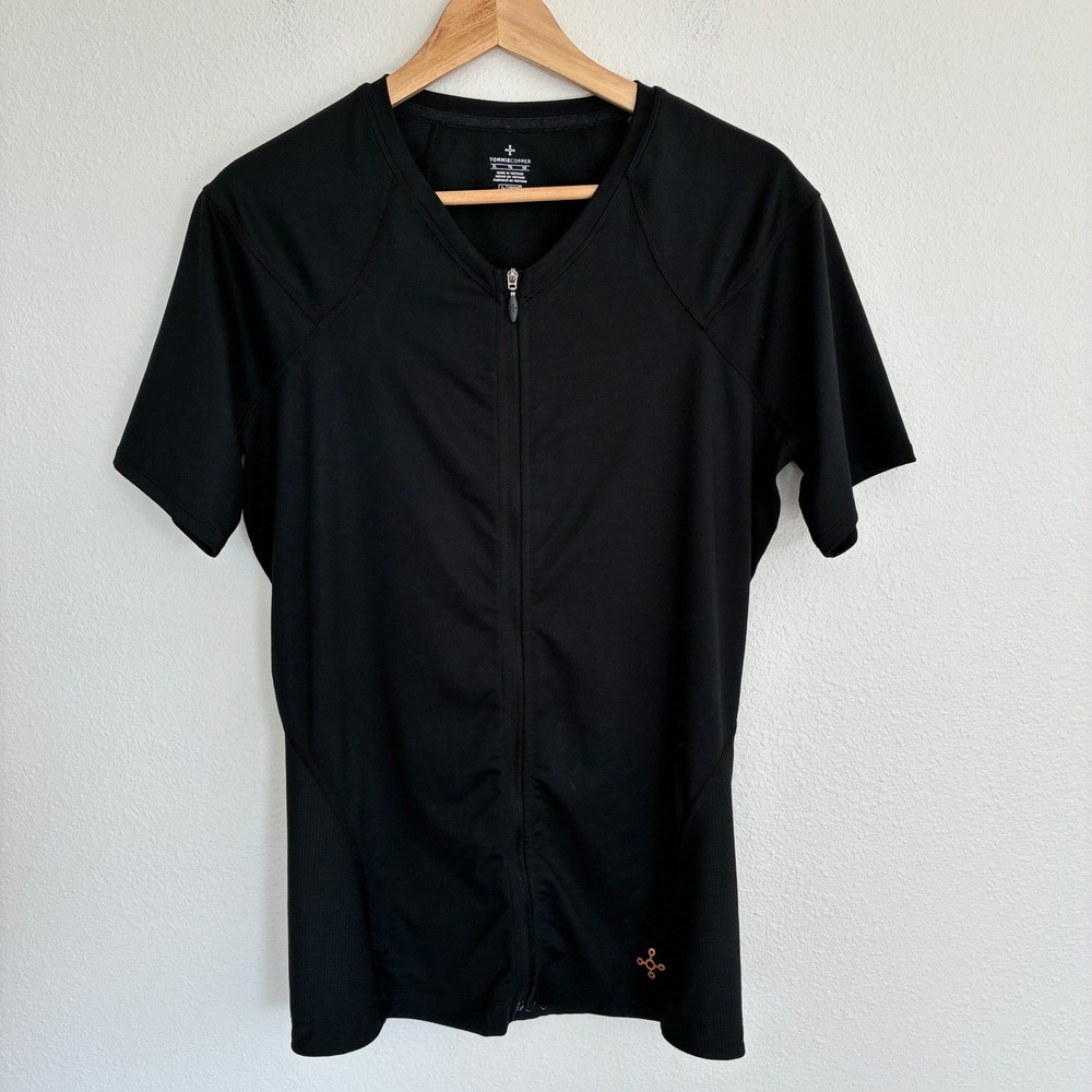Tommie Copper Front Compression Shirt Women XL Black Zip Back Support